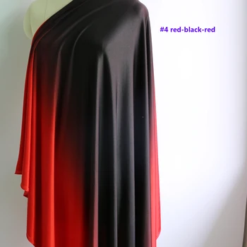 Ombre Spandex Stof Sort Rød Latin Dance Dress Materiale Strik Stretch 100cm*150cm
