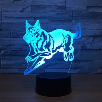 Tyske Shepherd, der Kører Dog 3D Nat Lampe Hologrammet i en vinkel til 3D Indretning Lampe Farverige Tabel Skrivebord Lys Fødselsdag Gave Til Børn Venner