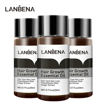 LANBENA Hår Vækst Essensen hårvækst Produkter Æterisk Olie Væske Behandling, Forebyggelse af hårtab, Hår Pleje Andrea 20ml 3STK