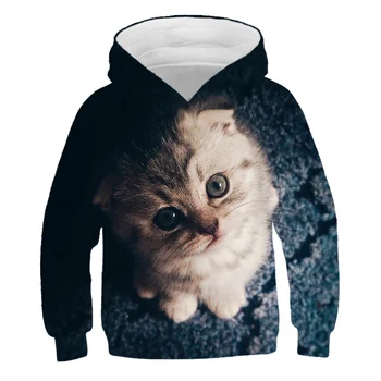 2020 Nye Søde Kat Hættetrøjer til Teen Piger 3D Printet Børns Sweatshirt til Drenge Casual Hooded Pullover Børn Tøj