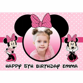 Personlig Minnie Mouse Fødselsdag Sæt foto baggrund, banner -, vand-flaske etiketter, cupcake toppers, klistermærker