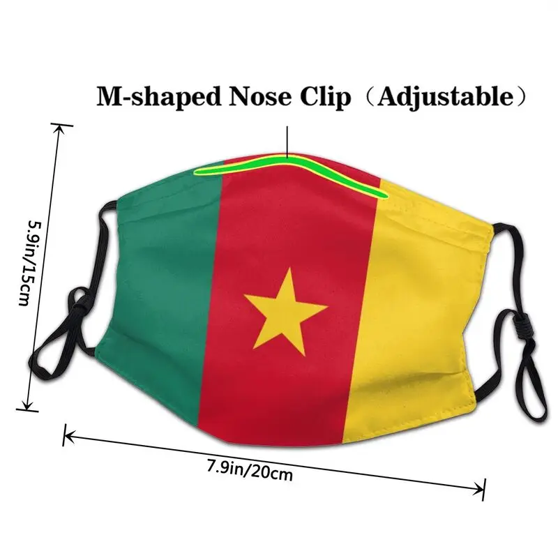 Ikke-Disponible Flag Cameroun Face Mask Mask Mænd Kvinder Anti Støv Beskyttelse Cover Respirator Munden Dæmpe