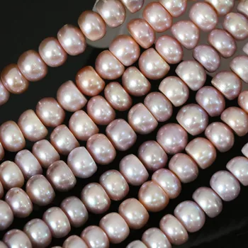 Fashion kvinder naturlige ferskvands kulturperler perle lilla 9-10mm-knappen abacus rondelle løse perler smykker at gøre 15inch B1384