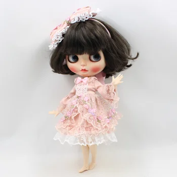 DBS ISKOLDE Blyth dukke Pink Prinsesse kjole med hårbånd Swet og Elegante udstyr til 1/6 jont kroppen pige gave