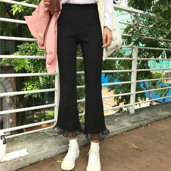 Bukser Kvinder Bløde Solid Fritids-Ankel-Længde Alle-match Trendy Kvinde koreansk Stil Dame Sort Slank Elegant Studerende Harajuku Ny