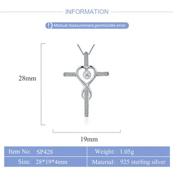 CLUCI Sterling Sølv 925-Perle Halskæde Vedhæng Montering for Kvinder CZ Kors Vedhæng Charms Perle Smykker SP428SB