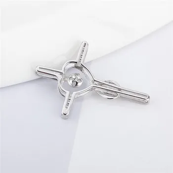 CLUCI Sterling Sølv 925-Perle Halskæde Vedhæng Montering for Kvinder CZ Kors Vedhæng Charms Perle Smykker SP428SB
