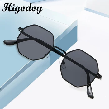 Higodoy Polygon Solbriller Mænd Vintage Ottekant Metal Solbriller til Kvinder Luksus Mærke Goggle solbriller Damer Gafas De Sol