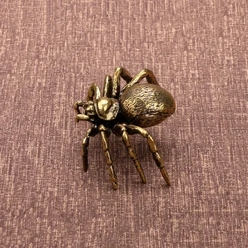 Massiv Kobber Spider Figurer Miniature Kreative Desktop-Toy Ornament, Dekoration Håndværk Tilbehør Vintage Messing Dyr Te Pet