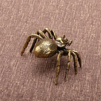Massiv Kobber Spider Figurer Miniature Kreative Desktop-Toy Ornament, Dekoration Håndværk Tilbehør Vintage Messing Dyr Te Pet