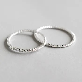 Ren 925 Sterling Sølv Ring Mode Simpel Kurve Bølge Ring Tynd Geometriske finger Ring For Kvinder Smykker Anti Allergi