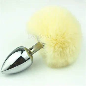 Stor Størrelse Sølv Rustfrit Stål Buttplug med 10 Farver Kanin Hale Butt Plug Anal Sex Legetøj Produkter til Kvinder GS0310