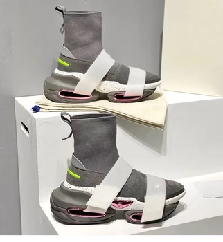 2020 Nye Efterår Mode Ankel Støvler Kvinder Elastisk Sokker Platform Støvler Kvinder Vævning Kvinder Casual Bootie Sip På Botas Mujer