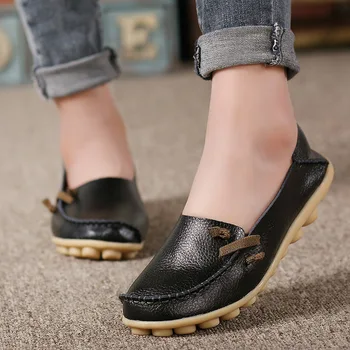 Kvinder casual sko lejligheder 2021 sommer sko kvinder lejligheder bløde læder sko solid komfortable firkantet tå lejligheder plus size kvinder