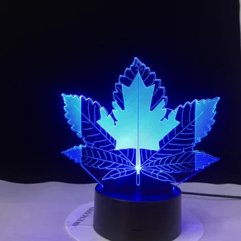 Maple Leaf Canada Sovende Nat Lys Kreative bordlampe Lys Led 3D Illusion Lampara Nightlight Kids Room Decor Dropshipping