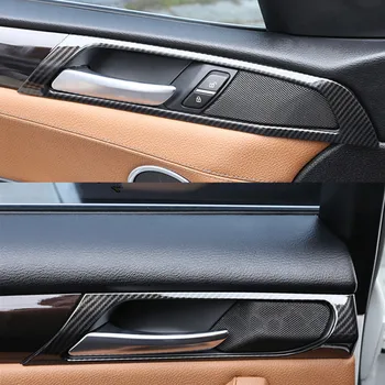 Carbon Fiber Farve Bil Indvendige dørhåndtag Ramme Dekoration Dække 4stk For BMW X3 F25 2011-2017 Dørhåndtag Trim Indvendigt Tilbehør
