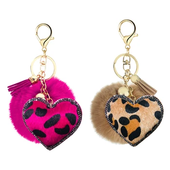 Nye koreanske velvet rhinestone leopard mønster elsker hår bolden-tasten ring vedhæng bell tilbehør taske taske ornament