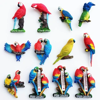 Nye Hånd malet Dominikanske Macaw 3D-køleskabsmagneter World Travel Souvenir-Køleskab Magnetiske Mærkat Home Decor