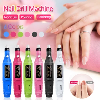 1 Sæt Professionel Elektrisk Negle Kit Nail Tips Manicure Maskine Elektrisk Nail Art Pen Pedicure 6 Bits Negle Værktøjer Mill Kit