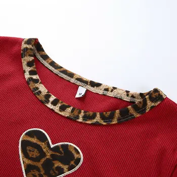 Fashion Kvinder Leopard Hjerte Print Slanke Røde Afgrøde Top Damer Afslappet kortærmet Sommer Sexet Montering Toppe 2019 Nye T-shirts