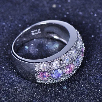 Top Kvalitet, Farve Krystal Kvindelige Finger Ringe, Smykker Mode Dame Sølv 925 Ring For Kvinder Prinsesse Løfte Tilbehør Girl