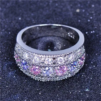 Top Kvalitet, Farve Krystal Kvindelige Finger Ringe, Smykker Mode Dame Sølv 925 Ring For Kvinder Prinsesse Løfte Tilbehør Girl