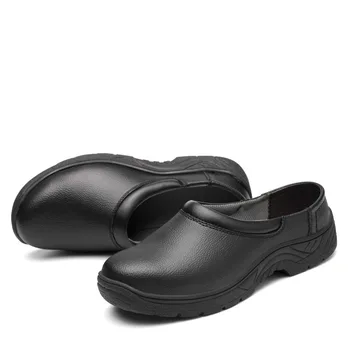 Stor størrelse herre casual stål tå hætter sikkerhedssko sommeren åndbar halvdelen sko blødt læder værktøjsholder-sikkerheds-støvler shoes