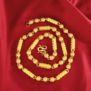 Udsøgte Geometrisk Beaded Halskæde 14K Guld Solid Buddha Perler Mænds Halskæder Ingen Kæde for Mennesket Fødselsdag Gaver Fine Smykker