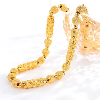 Udsøgte Geometrisk Beaded Halskæde 14K Guld Solid Buddha Perler Mænds Halskæder Ingen Kæde for Mennesket Fødselsdag Gaver Fine Smykker