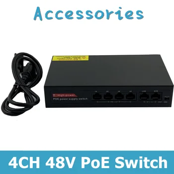 6Port 48V 4 PoE Injector Power Over Ethernet Switch 78W IEEE802.3af/på 1,2+/3,6- med Power Adapter For IP-Kamera CCTV