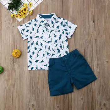 2019 Nyt børnetøj, der passer til Drenge sæt Kids Sommer Kort ærme Revers T-shirt + Korte Bukser To-stykke baby sæt