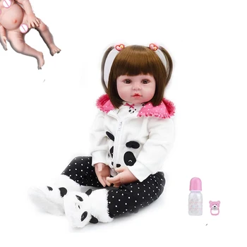 48 cm naturtro fuld silikone blød krop pige dreng genfødsel baby doll legetøj som en levende 19 tommer prinsesse fødselsdag mode gave