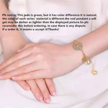 Uglyless Klassiske Fred Knappen Jade Emerald Armbånd til Kvinder i Ægte 925 Sølv Græskar Armbånd Guld Etniske Statement Smykker Gave