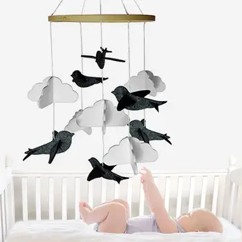 Barneseng Mobile Fugle, Skyer Følte Baby Loftet Hængende Børnehave Indretning Baby Legetøj