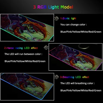 MRG Spil 80x30/90X40CM Stort LED RGB Belysning Gaming Musemåtte XL Gamer Grande musemåtte Cs Go Hyper Dyret til PC