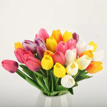 10stk Skønhed Rigtige touch blomster latex Tulipaner Kunstig Blomst Buket Falske blomster Bryllup Brude blomster Dekoration til bryllup