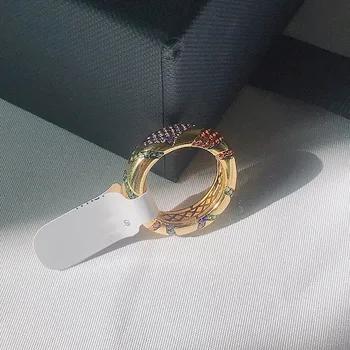 UMGODLY Luksus Mærke Massiv Kobber Ring Flerfarvet Ceometric Tribal Enlige Kvinder, Guld Farve Glidende Mana Mode Smykker