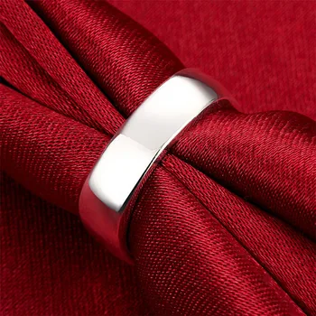 Koreanere Smykker Enkle Glatte Ringe Til Kvinder Bryllup 925 Sterling Sølv Mænd Firkantet Ring Gave
