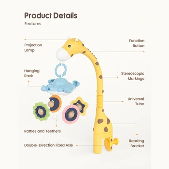 Puslespil Baby Giraf Rangle Med Starlight Projektion Kan Rotere 360° Baby Legetøj Til Nyfødte Pædagogisk Legetøj Til Baby