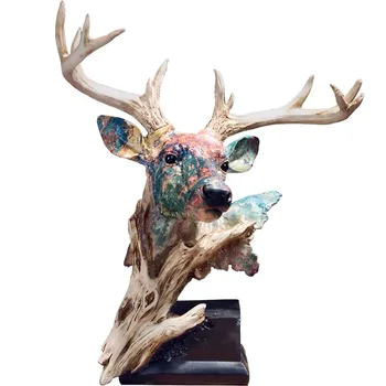 [NOVEMBER]Nordiske ornament, dekoration harpiks simulering hjorte hovedet statue hjem kontor kreativ dekoration håndværk