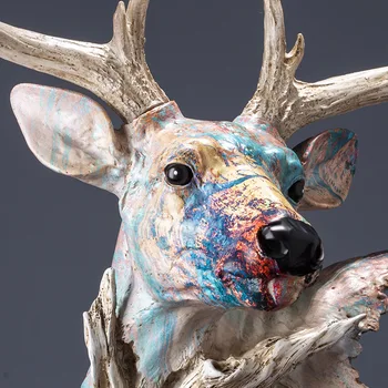 [NOVEMBER]Nordiske ornament, dekoration harpiks simulering hjorte hovedet statue hjem kontor kreativ dekoration håndværk