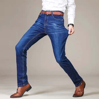 Brother Wang Mænds Fashion Business-Jeans i Klassisk Stil, Casual Strække Slanke Jean Bukser Mandlige Brand Denim Bukser Sort Blå