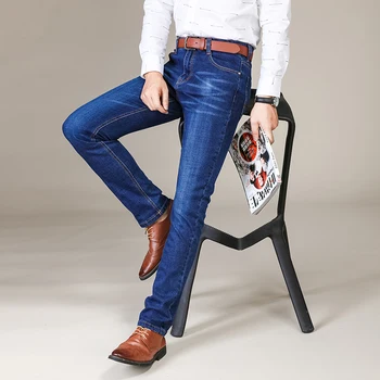 Brother Wang Mænds Fashion Business-Jeans i Klassisk Stil, Casual Strække Slanke Jean Bukser Mandlige Brand Denim Bukser Sort Blå