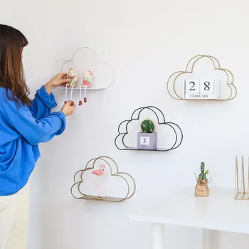 Europæisk stil ins smedejern cloud-hylde gratis stansning væggen hænger simpelt hjem stue væggen dekoration vægtæppe