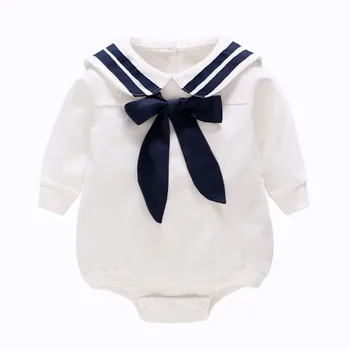 Vlinder Baby Tøj Baby dreng pige Jumpsuits Nyfødte Navy stil tøj Bow Tie Bomuld Tøj Lange Ærmer Spædbarn tøj