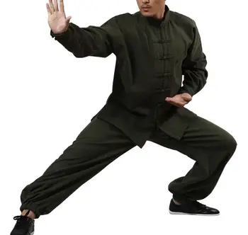 5color FREMME linned Vinter varm kung fu kampsport tang passer tøj tai chi uniformer meditation lægge passer grøn/grå