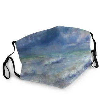 Pierre-Auguste Renoir Seascape Genanvendelige Trykt Munden Ansigtsmaske Støvtæt Polyester Beskyttelse Cover Dæmpe Voksen