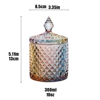 Europa-Farve Krystal Glas Opbevaring 300 ml Krukke Med låg Dåse Sukker Dåser Diamant Candy Box en Vatpind Max Bomuld Pad Opbevaring