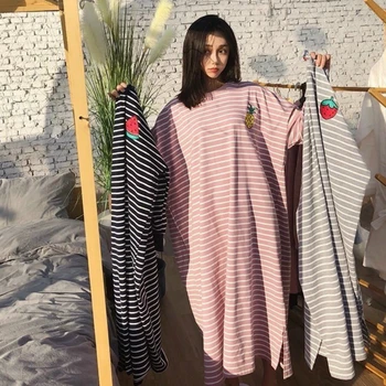 Kvinder Nightgowns Lange Ærmer Løs Sleepshirts Plus Størrelse 6XL Foråret Åndbar Print Komfortable koreansk Stil, Casual Nattøj