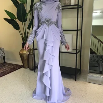 Muslimske Aften Prom Havfrue Kjoler 2020 Lange Kvinde Party Night Elegante Plus-Size Arabisk Formel Kjole Kjole